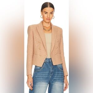 L'AGENCE Brooke Double Breasted Crop Blazer in Praline